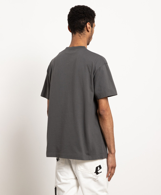 Palm Angels - Gray t-shirt with Trouble in paradise print