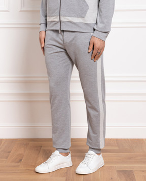 ISAIA Gray joggers with logo embroidery MCPX31J0363