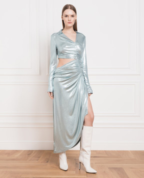Off-White Blue midi dress with lurex OWDB455S23JER001
