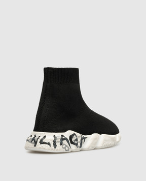 Balenciaga Children's black Speed Graffiti sneakers with logo 597425W2DD4