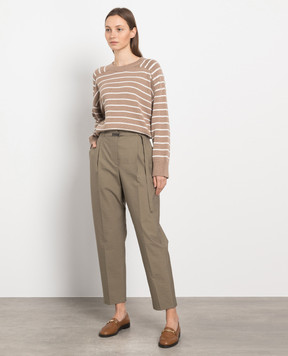Brunello Cucinelli Khaki pants with monil chain M0F79P7461