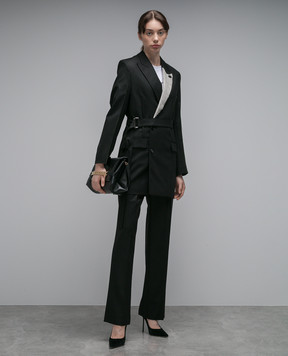 Victoria Beckham Black double-breasted jacket with a belt 1423WDR005055B