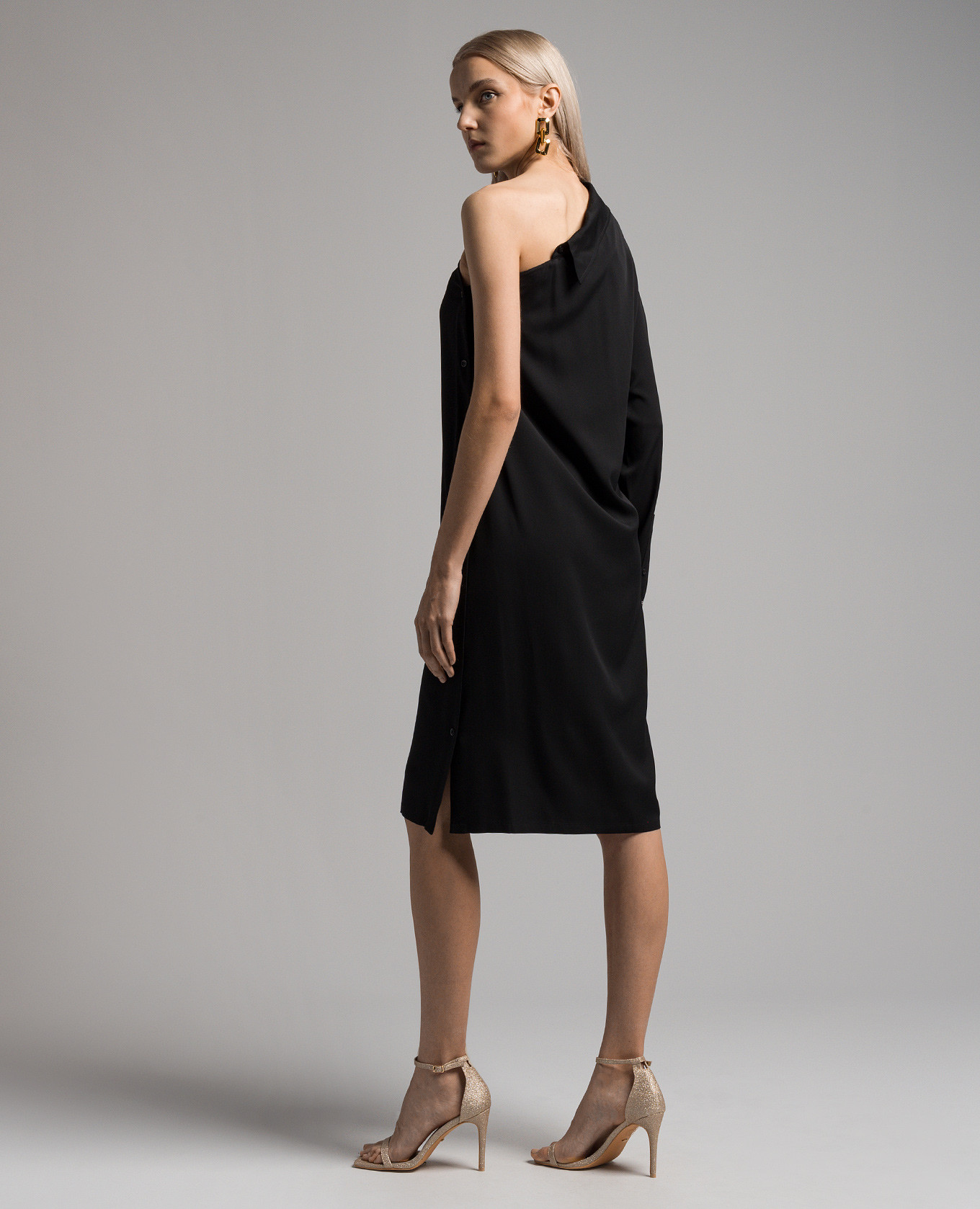 Black asymmetrical ZURCA silk dress Max Mara Sportmax 4