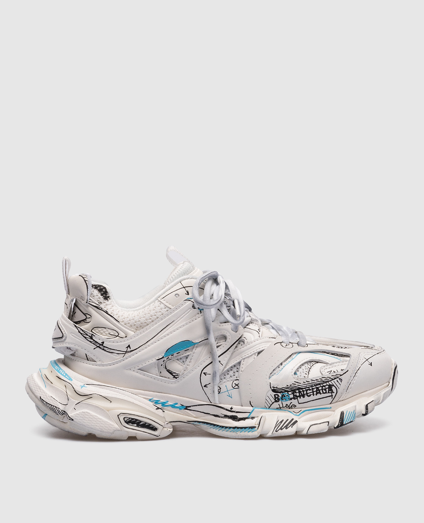 Balenciaga - Białe, łączone trampki Track 542436W3SRA - kup online