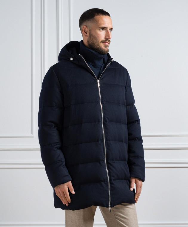 Enrico Mandelli - Blue cashmere down jacket A7T7694816 - shop with