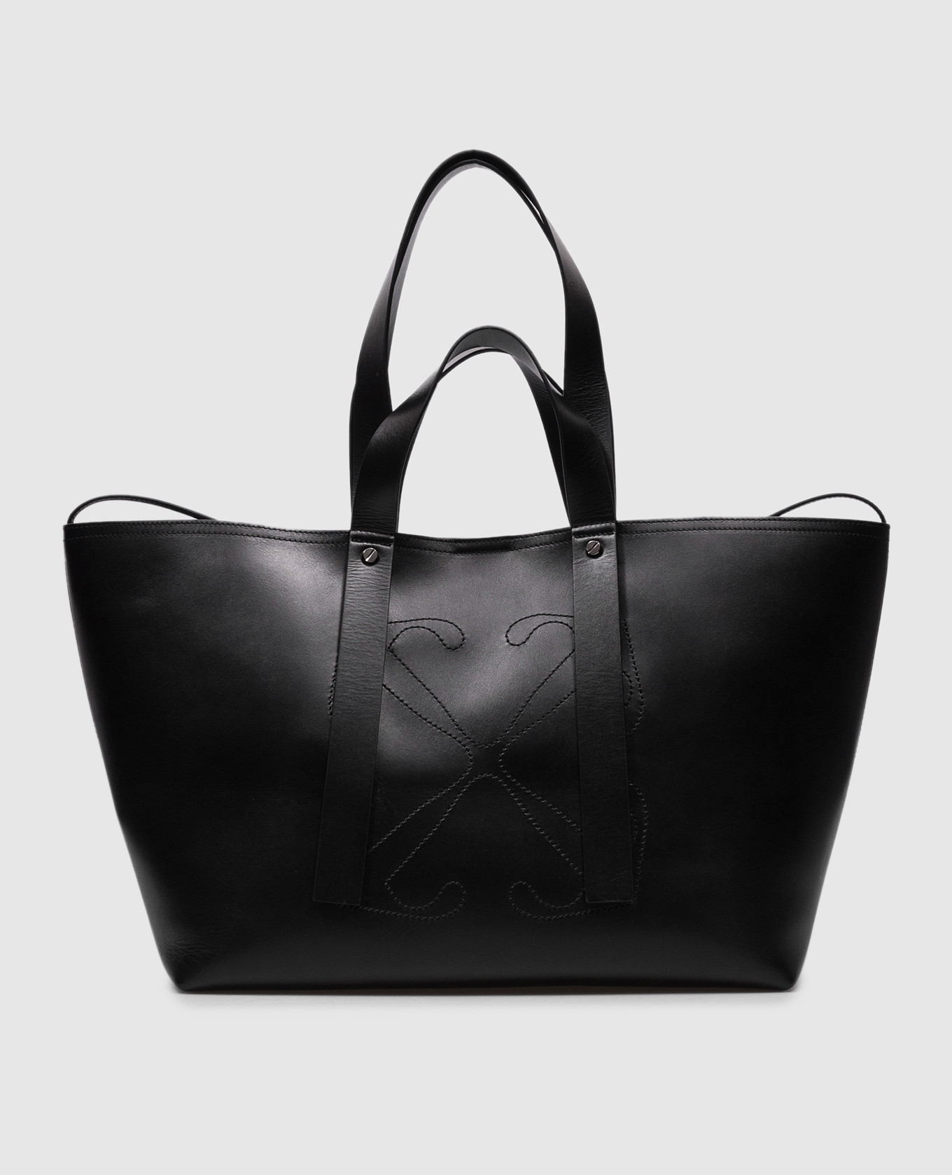 

Black leather tote bag with Arrow logo emblem Off-White, Черный