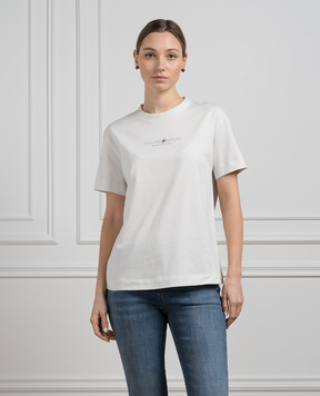 Brunello Cucinelli White Nature t-shirt with monil chain M0A45EI600