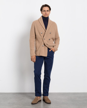 Brunello Cucinelli Navy blue cashmere and silk golf M2300103