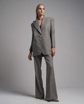 Balmain Gray checked woolen jacket BF1SF040WB85