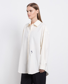 Palm Angels Beige shirt with logo embroidery PWGE004F23FAB001