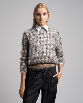 Brunello Cucinelli Gray openwork sweater MTA309410
