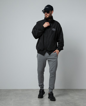 Dolce&Gabbana Black windbreaker with logo patch G9ATITFUM6X