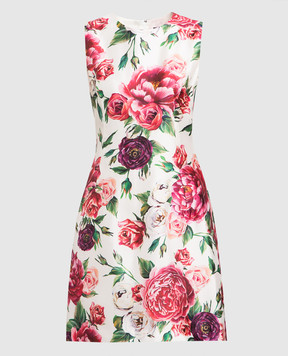 Dolce&Gabbana White silk dress with Peony print F6D4NTHS1VT