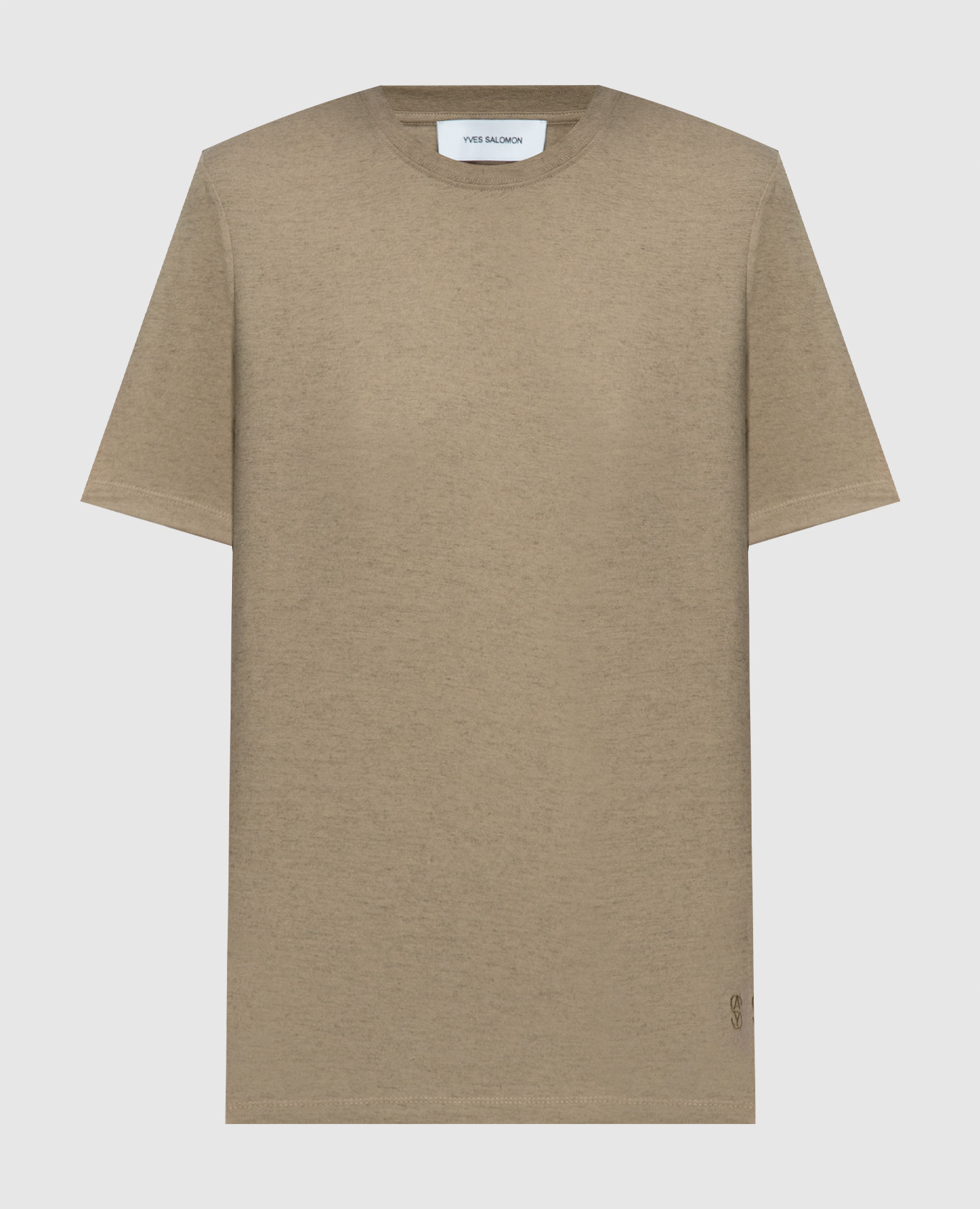 Khaki t-shirt with monogram logo embroidery yves salomon army