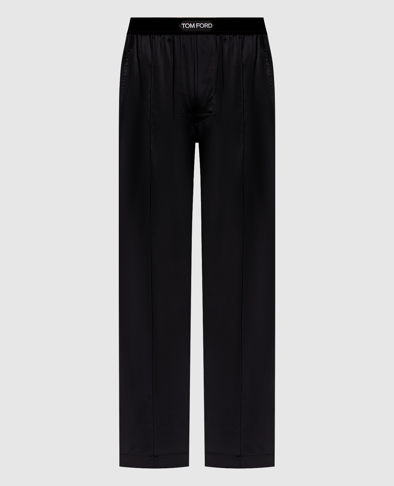 

Black silk trousers with logo patch Tom Ford