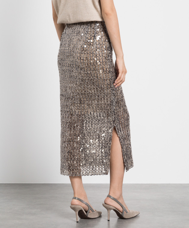 Brunello Cucinelli★素敵!Striped Sequined Midi Skirt Brunello Cucinelli - Brown sequin midi skirt M059LG3187