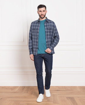 ISAIA Blue t-shirt with logo embroidery MCI154JP001