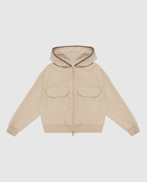 Brunello Cucinelli Children's beige sports jacket with monil chain BH827E263B
