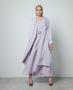 Twinset Purple double-breasted trench coat with metallic logo 241TP2540