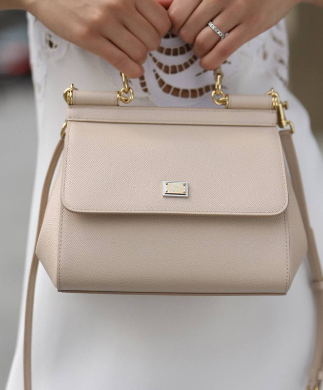 Dolce&Gabbana - SICILY beige leather satchel bag BB6003A1001