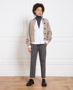 Brunello Cucinelli Gray pants with monil chain MPW07P7811