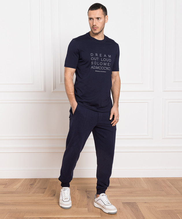 Brunello Cucinelli - Blue t-shirt with Dream out loud print