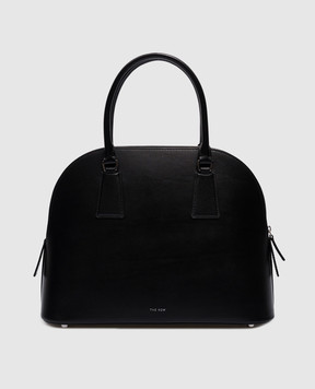 The Row Nina logo black leather bag W1602L60