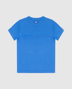 Stefano Ricci Children's blue T-shirt with logo embroidery YNH0400330803
