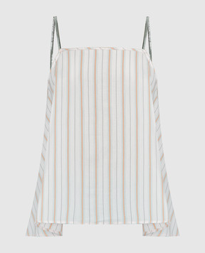 Dondup Pink striped top with a chain DC298EF0135DXXX