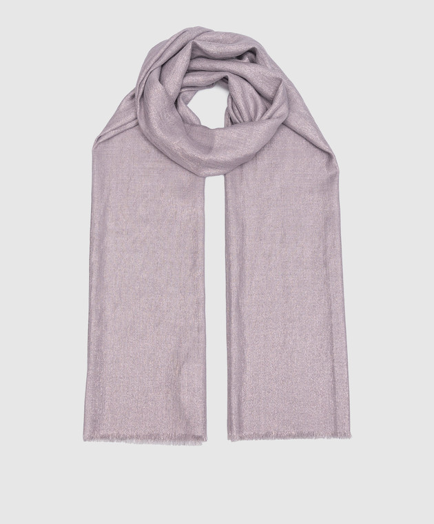 【関税＆送料込み】Brunello Cucinelli Lurex Scarf Brunello Cucinelli - Gray Stripe Lurex Cashmere Scarf