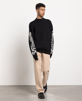 Vetements Black wool sweater with logo pattern UE54KN160B