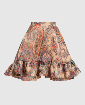 Etro Beige skirt with ruffles in a paisley print D116075079