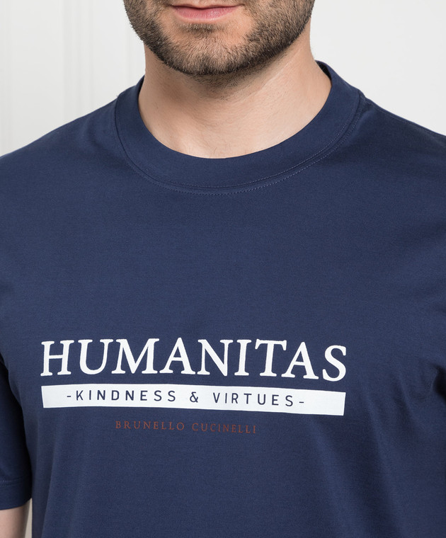 Brunello Cucinelli - Blue T-shirt with a print M0T618462 - shop
