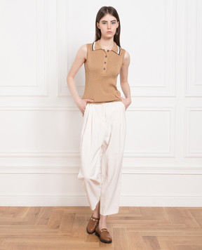 John Smedley Brown Raye Ribbed Top RAYE