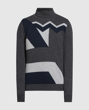 Kiton Gray patterned cashmere sweater UK1394W23