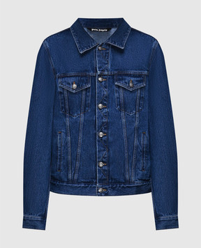 Palm Angels Blue denim jacket with textured logo PMYE027R24DEN001