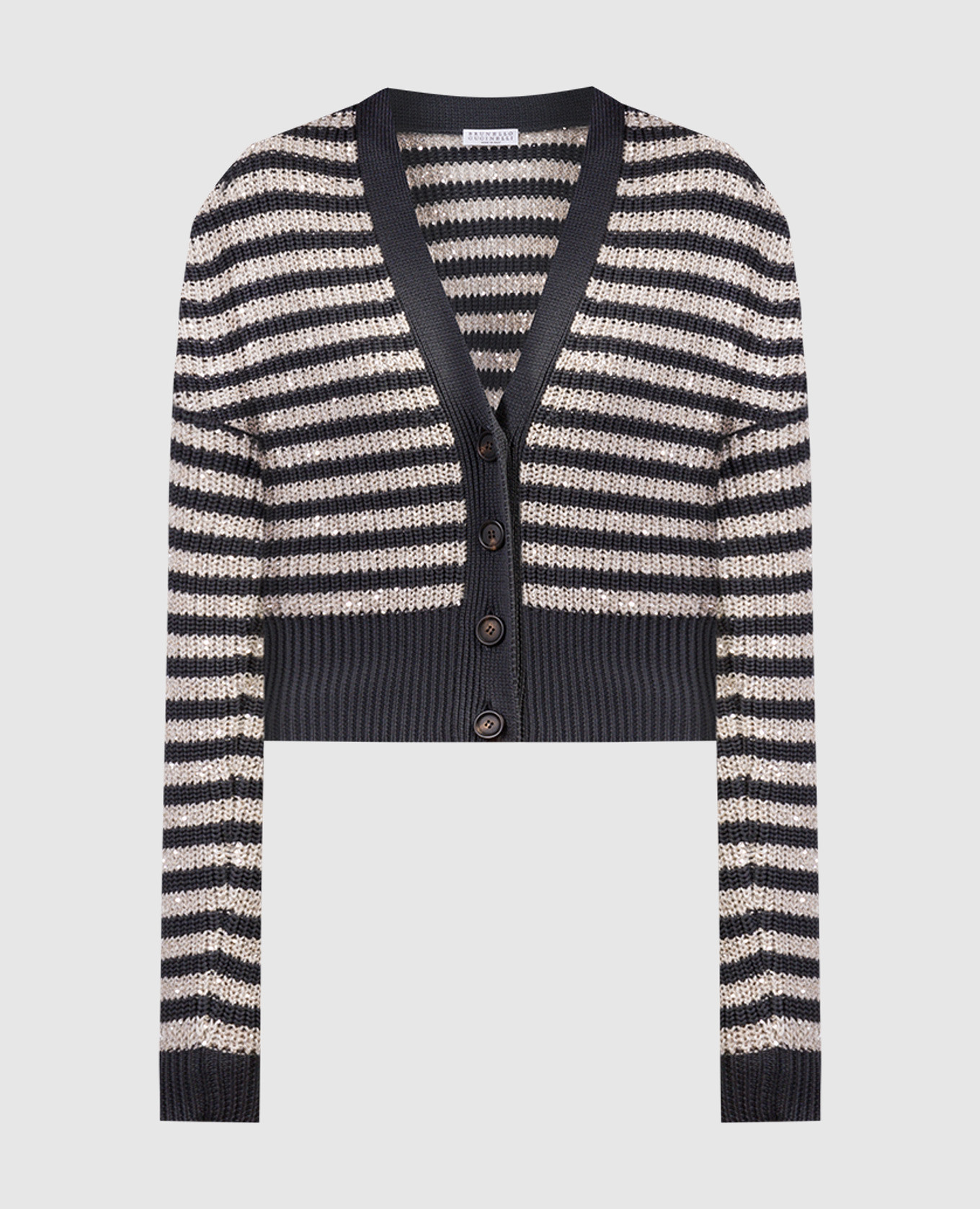 

Gray striped cardigan with sequins Brunello Cucinelli, Grey