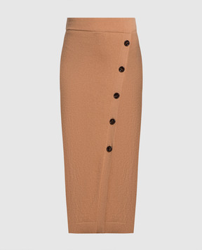 Allude Brown wool and cashmere skirt with slit 23517018