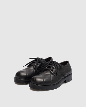 Bottega Veneta Black leather derbies in a geometric pattern 709000V02X0