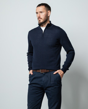 Cashmere&Whiskey Blue merino wool jumper 77397