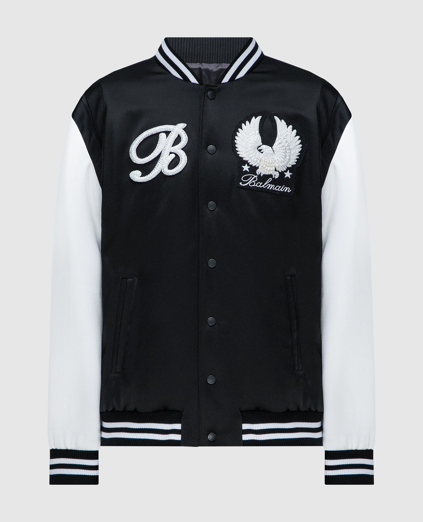 Black wool bomber jacket with logo embroidery balmain