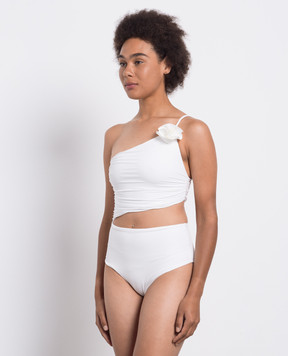 Maygel Coronel White swimsuit with appliqué LINA