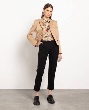 Dolce&Gabbana Beige silk blouse with floral print F5I11TTS1JR