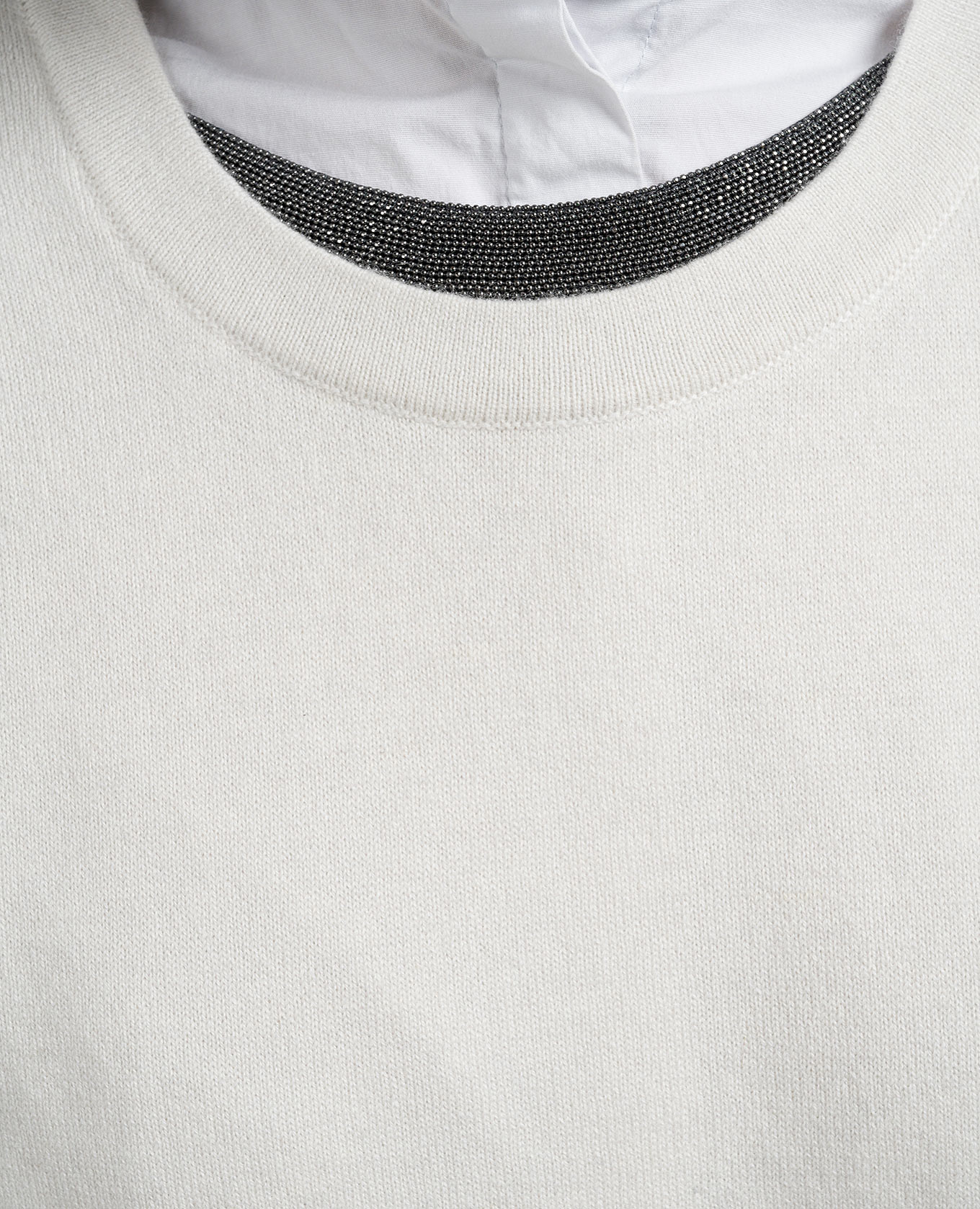 Beige cashmere sweater with monil chain Brunello Cucinelli 5