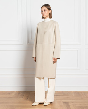 Toteme Beige leather coat 2331050610