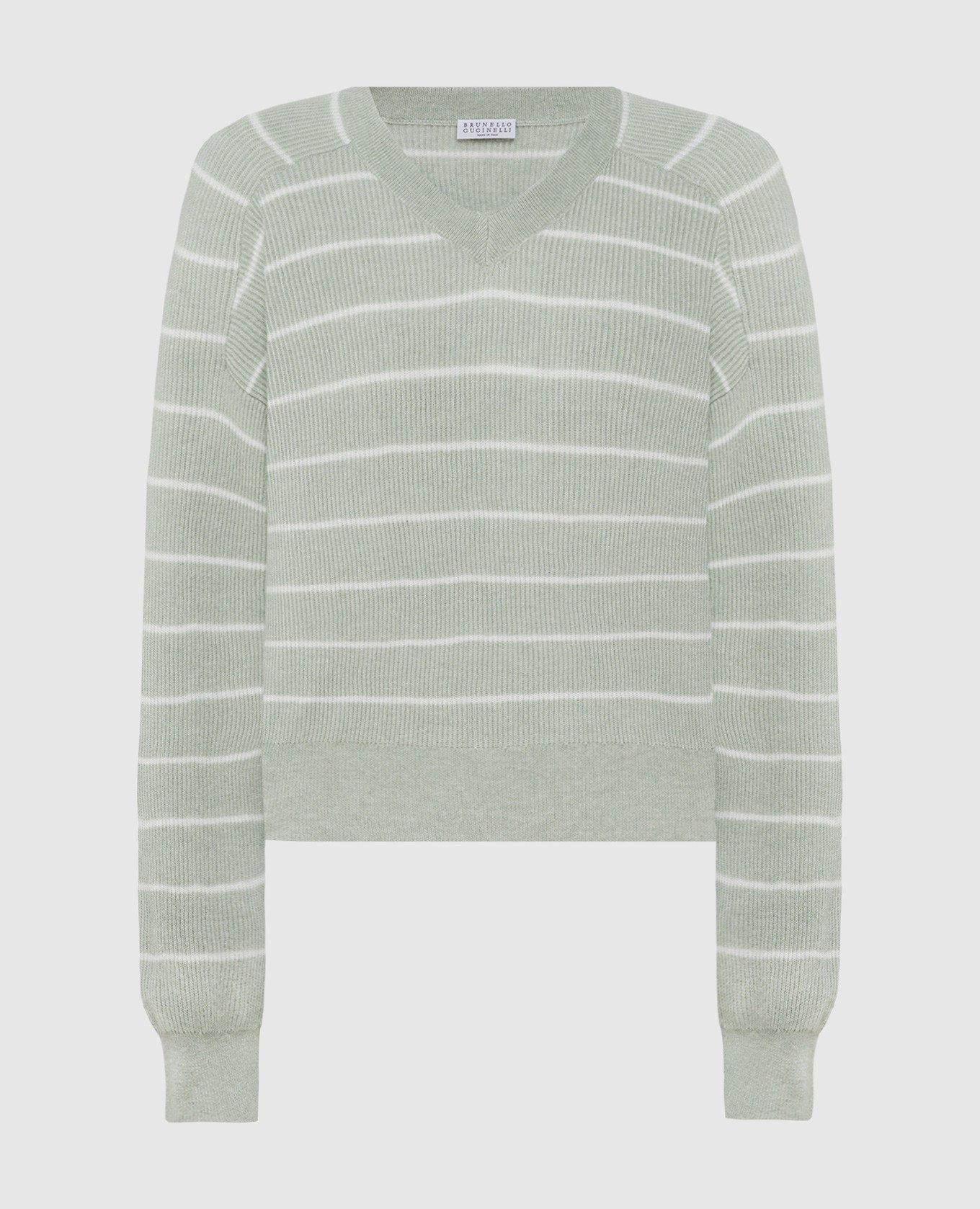 

Green striped sweater with wool Brunello Cucinelli
