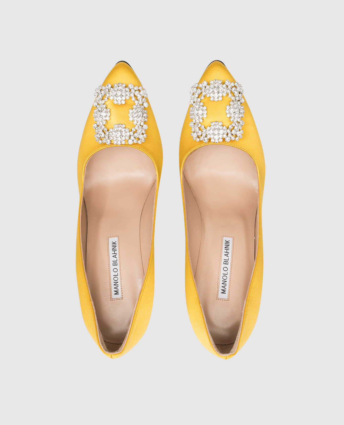 

Yellow satin boats with crystals Manolo Blahnik