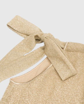 Oseree Children's beige dress Osemini Lumiere Dress with lurex LSS238GLUREX
