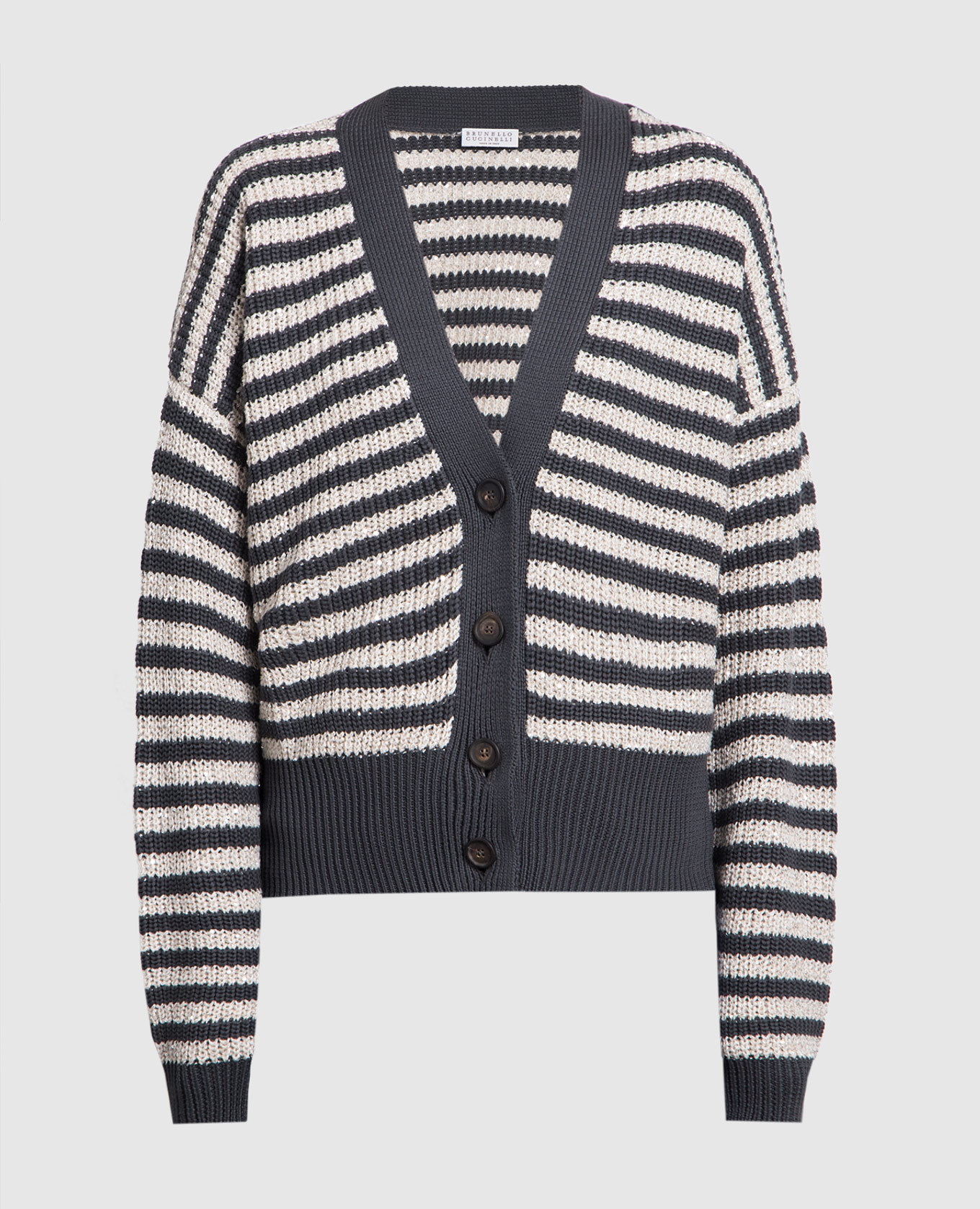 

Gray striped cardigan with sequins Brunello Cucinelli, Grey