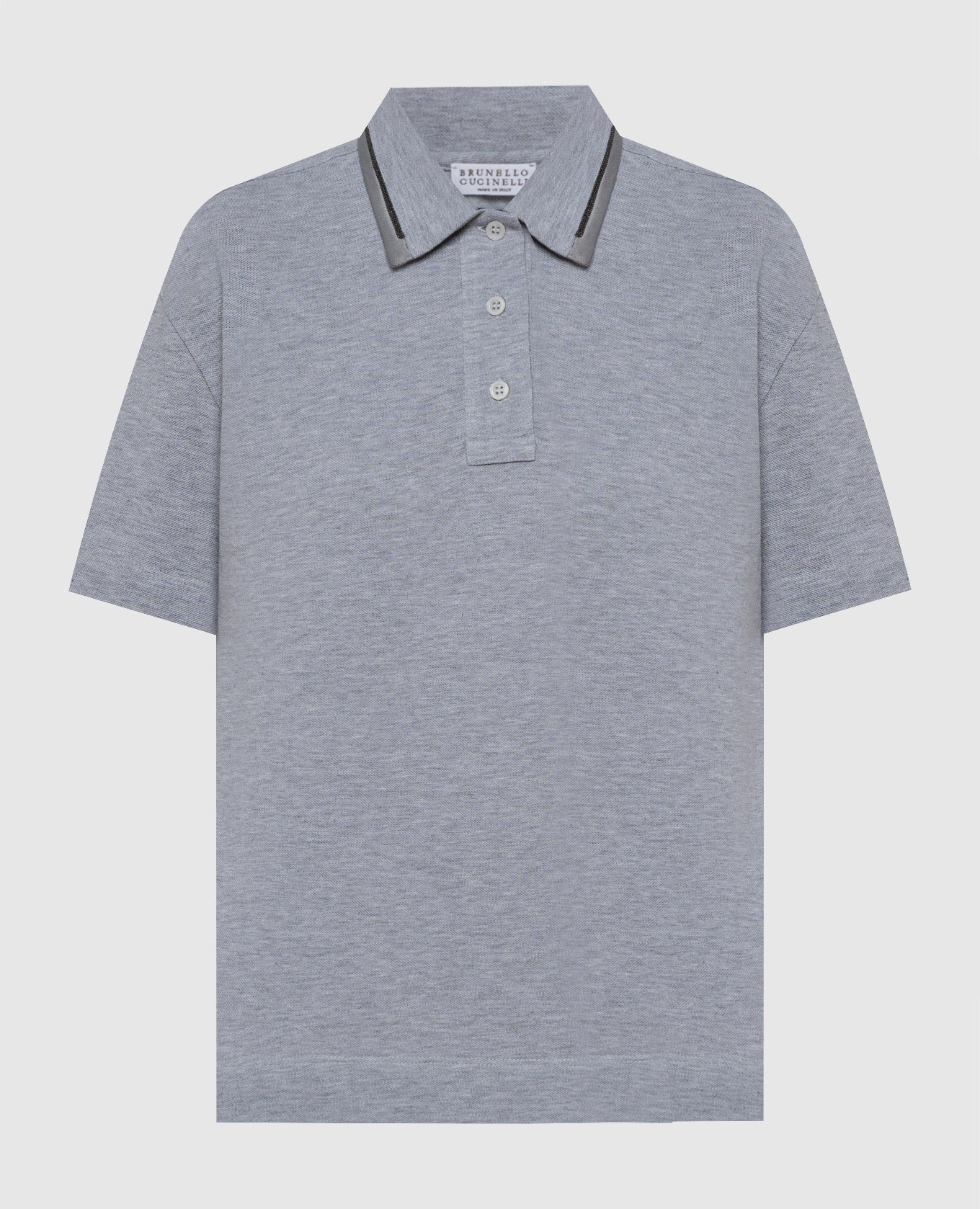 Gray polo shirt with monil chain